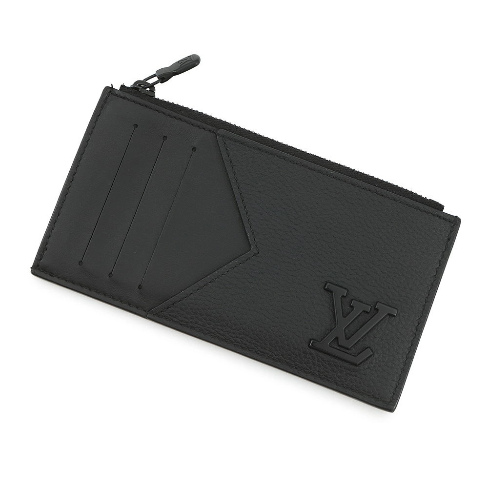 Louis Vuitton coin case Wallet Card LV Aerogram Purse Black Leather